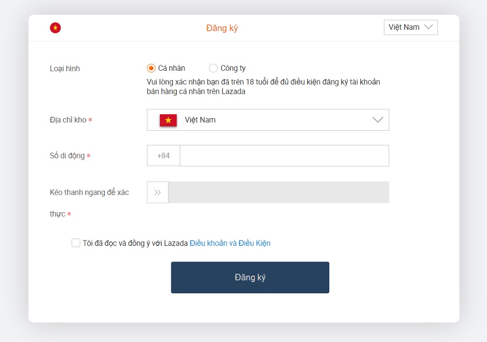 đăng ký bán hàng trên Lazada